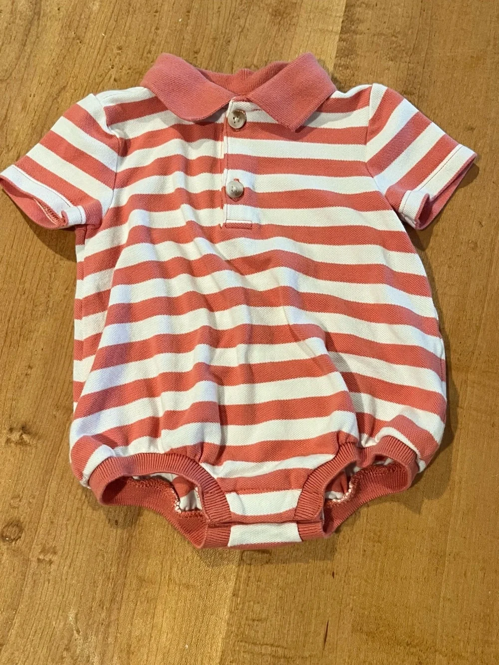 Old Navy Pink and White Striped Polo Bubble One-Piece